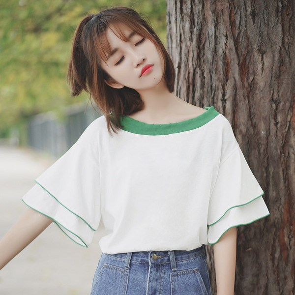 Stílusos női blúz lótusz ujjú fehér színben