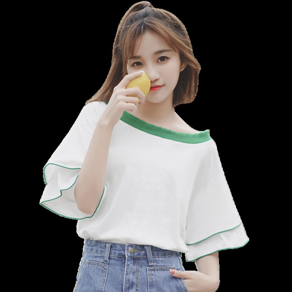 Stílusos női blúz lótusz ujjú fehér színben