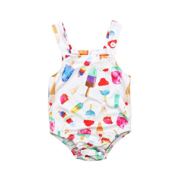 Modern, fehér színű, mintás gyermek teljes fürdőruha