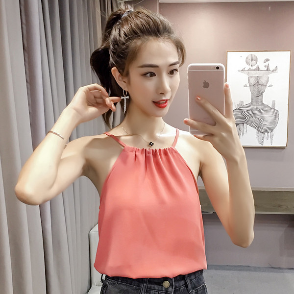 Női topikus felső vékony pántokkal, négy színben