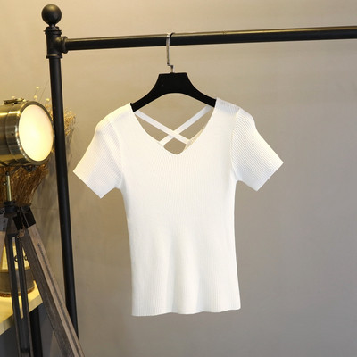 Alkalmi női blúz rövid ujjal és V-nyakú több színben