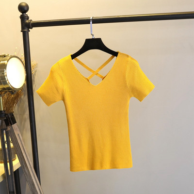 Alkalmi női blúz rövid ujjal és V-nyakú több színben