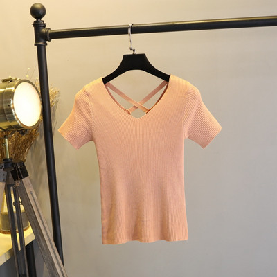 Alkalmi női blúz rövid ujjal és V-nyakú több színben