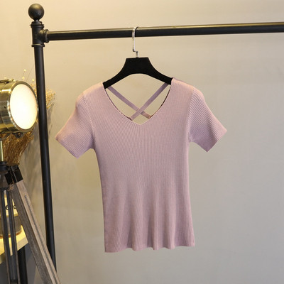 Alkalmi női blúz rövid ujjal és V-nyakú több színben