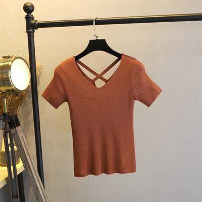 Alkalmi női blúz rövid ujjal és V-nyakú több színben