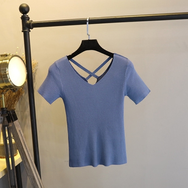 Alkalmi női blúz rövid ujjal és V-nyakú több színben