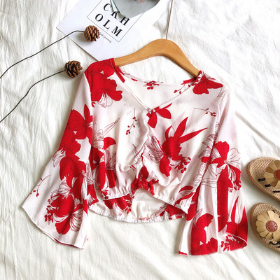 Modern női blúz V-nyakkal, négy színben