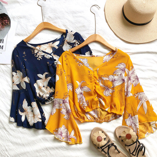 Modern női blúz V-nyakkal, négy színben