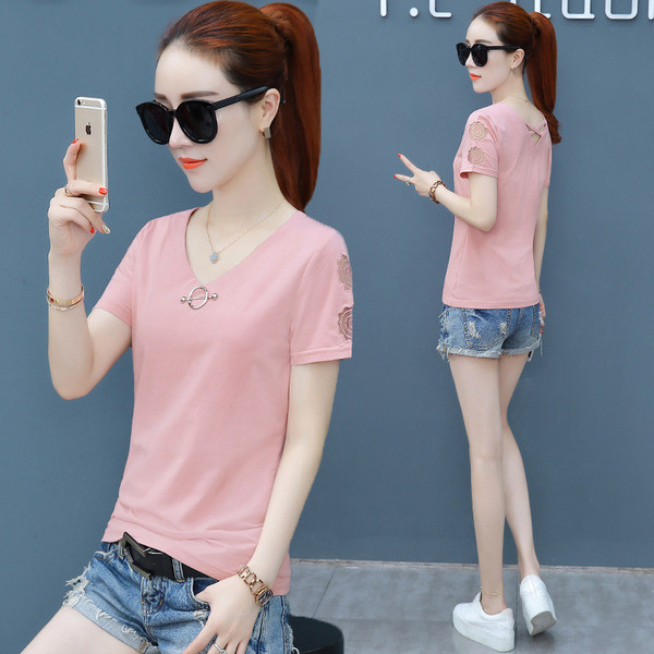 Női alkalmi póló három színben, fém elemmel