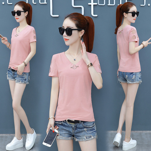 Női alkalmi póló három színben, fém elemmel