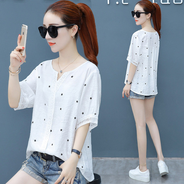 Alkalmi női aszimmetrikus pöttyös ing