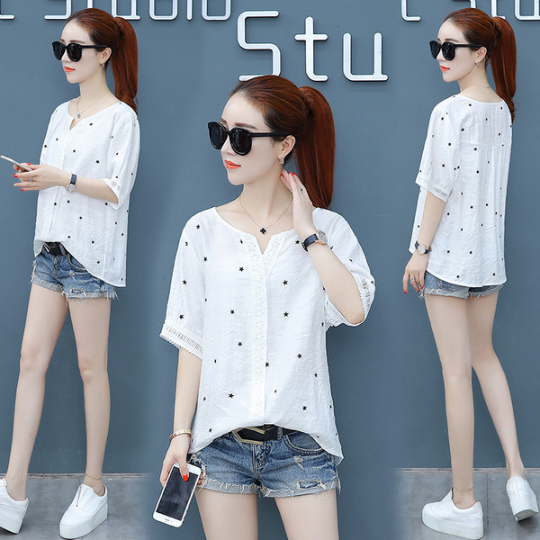 Alkalmi női aszimmetrikus pöttyös ing