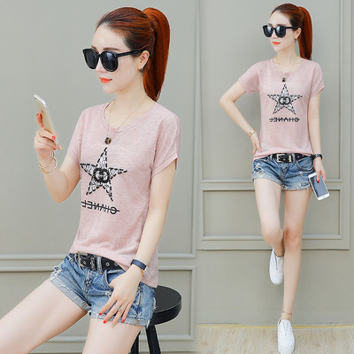 Modern női póló három színben, flitterekkel