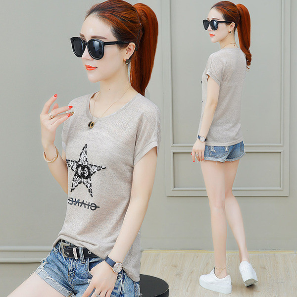 Modern női póló három színben, flitterekkel