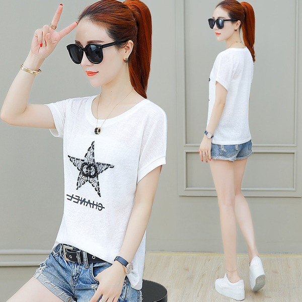 Modern női póló három színben, flitterekkel