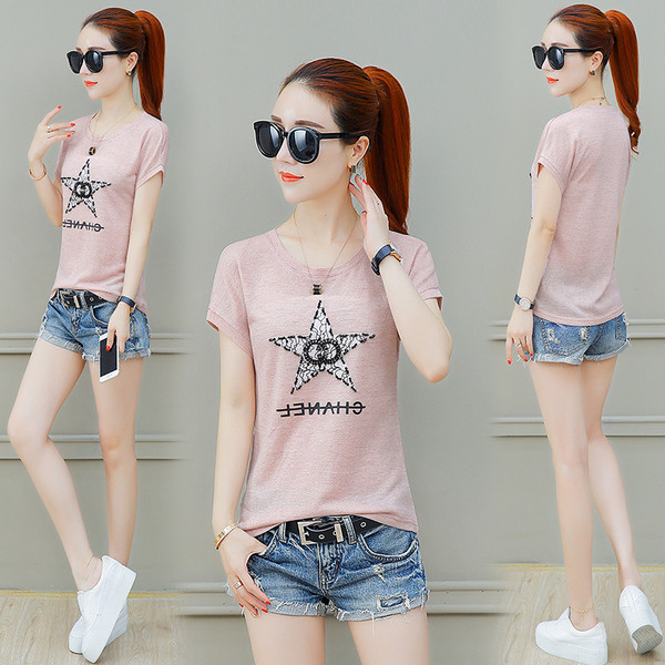 Modern női póló három színben, flitterekkel