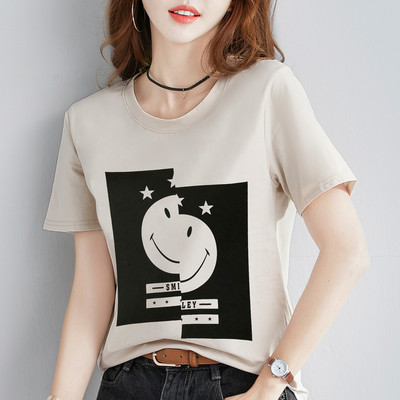 Γυναικείο μπλουζάκι με κοντό μανίκι και εκτύπωση σε διάφορα χρώματα