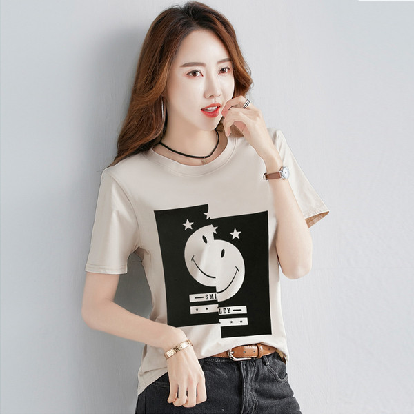 Γυναικείο μπλουζάκι με κοντό μανίκι και εκτύπωση σε διάφορα χρώματα