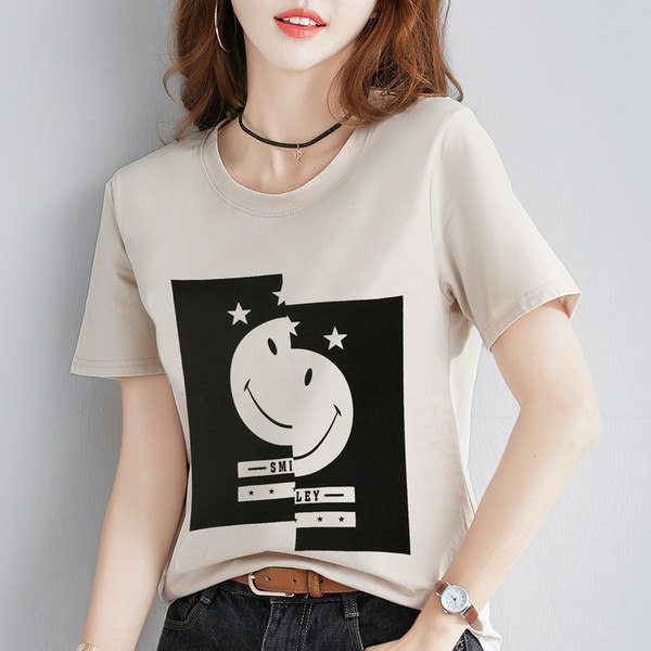 Γυναικείο μπλουζάκι με κοντό μανίκι και εκτύπωση σε διάφορα χρώματα