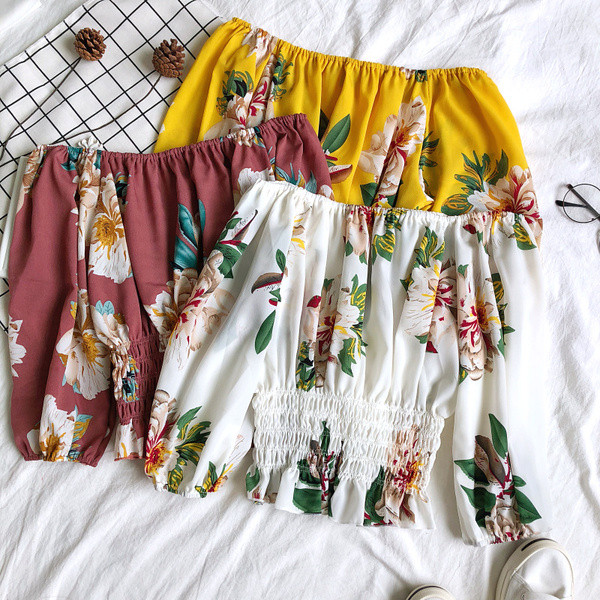 Női blúz hosszú ujjal és virágmotívumokkal hat színben