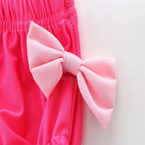 Rózsaszín kétrészes, szalagos gyerek fürdőruha lányoknak