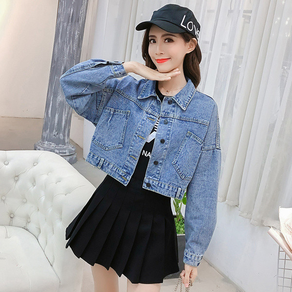 Aktuális női farmer dzseki hátul fűzővel - széles modell