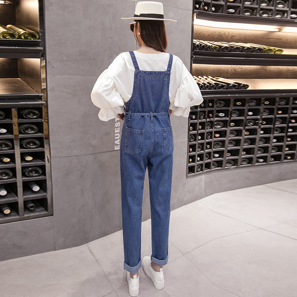 Női farmer overál két színben, rátéttel