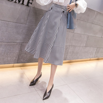 Modern női kockás szoknya két színben - széles modell