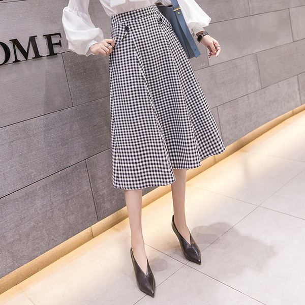 Modern női kockás szoknya két színben - széles modell