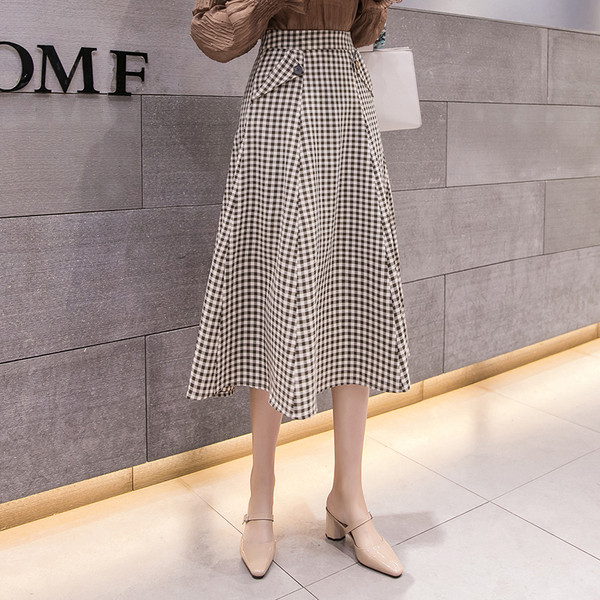 Modern női kockás szoknya két színben - széles modell