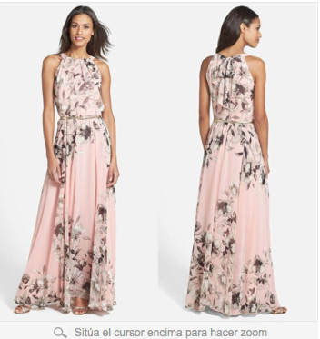 Γυναικείο μακρύ φόρεμα σε floral σχέδια σε ροζ χρώμα