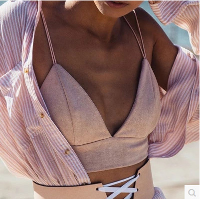 Stílusos női felső vékony rózsaszín pánttal