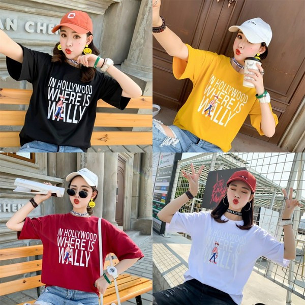 Καθημερινή γυναικεία μπλούζα με επιγραφές σε διαφορετικά χρώματα