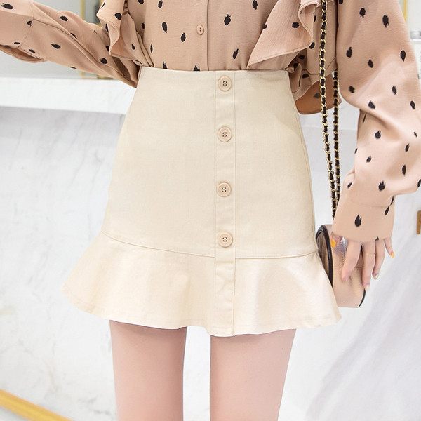 Női modern szoknya több színben, magas derékkal, gombokkal