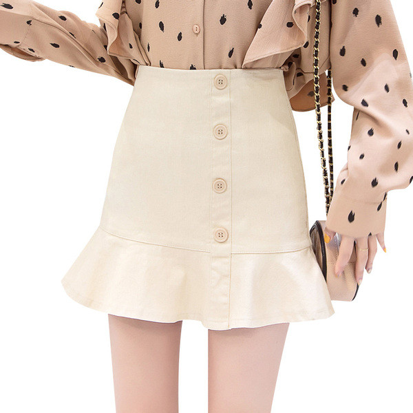 Női modern szoknya több színben, magas derékkal, gombokkal