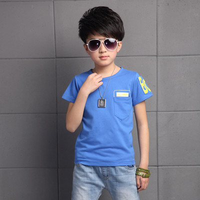 Детска тениска за момчета с къс ръкав и джоб в три цвята