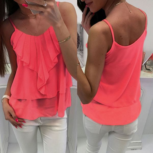 Γυναικείο αμάνικο σιφόν με λεπτές λουρίδες