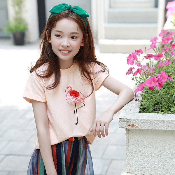 Aktuális gyerek póló lányoknak rózsaszínben flamingóval