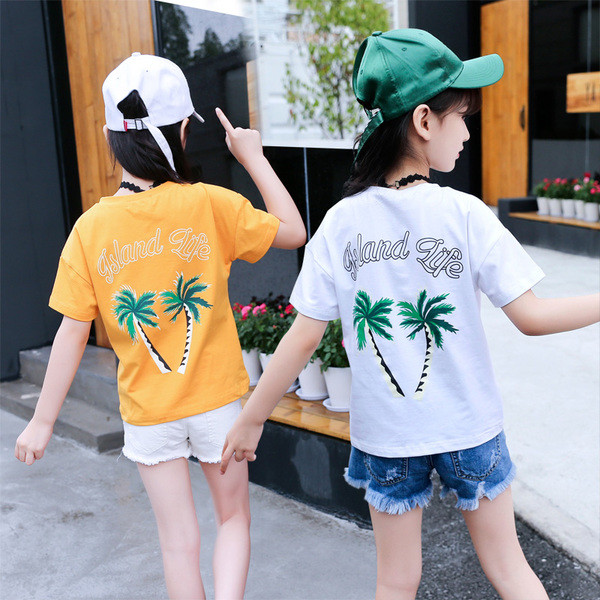 Gyerek póló lányoknak fehér és sárga mintával