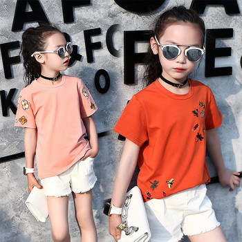 Модерна детска тениска за момичета с бродерия в три модела