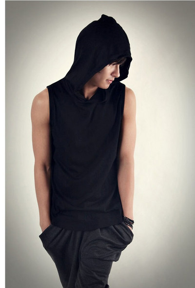 Мъжки ежедневен потник с качулка в два цвята