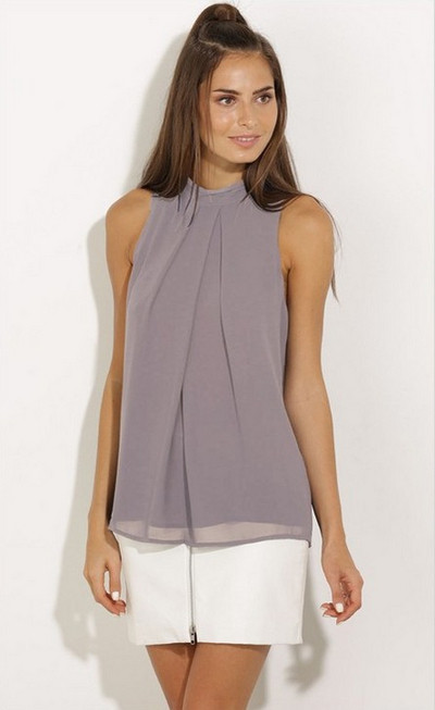 Maieu de damă din șifon cu decolteu O în mai multe culori