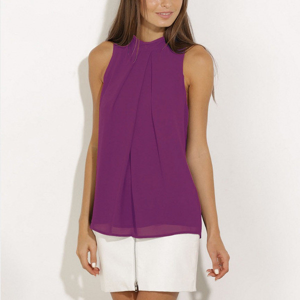 Maieu de damă din șifon cu decolteu O în mai multe culori