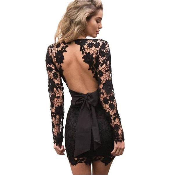 Aktuális női csipke ruha nyitott háttal és szalaggal