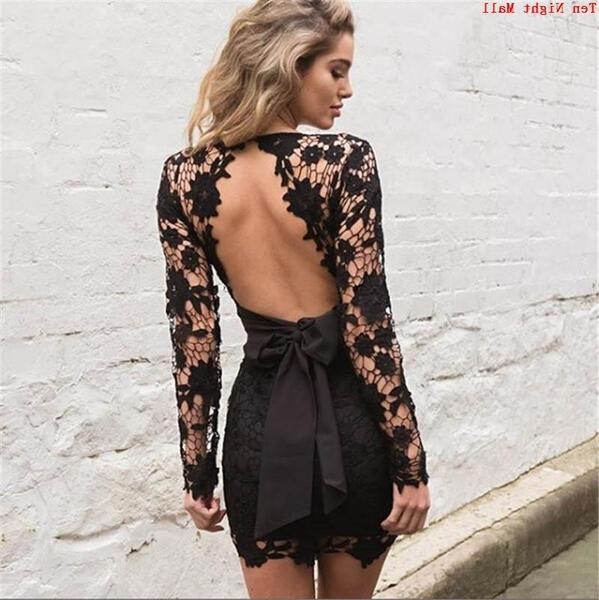 Aktuális női csipke ruha nyitott háttal és szalaggal