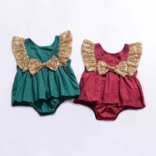 HIT Rochie actuala pentru bebelusi cu un element - paiete si panglica in doua culori