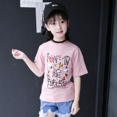 Καθημερινή παιδική μπλούζα με  εκτύπωση σε λευκό και ροζ χρώμα