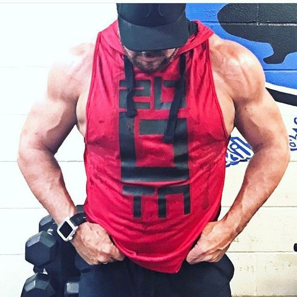 Maieu sport pentru bărbați cu glugă și inscripție în trei culori