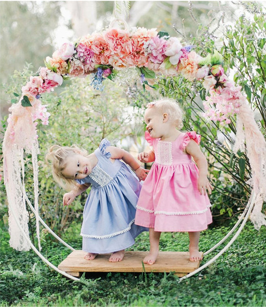 Μοντέρνο βερεφικό φόρεμα σε ροζ και μπλε χρώμα