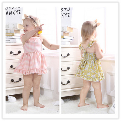 Ежедневна бебешка рокля разкроен модел в два цвята 
